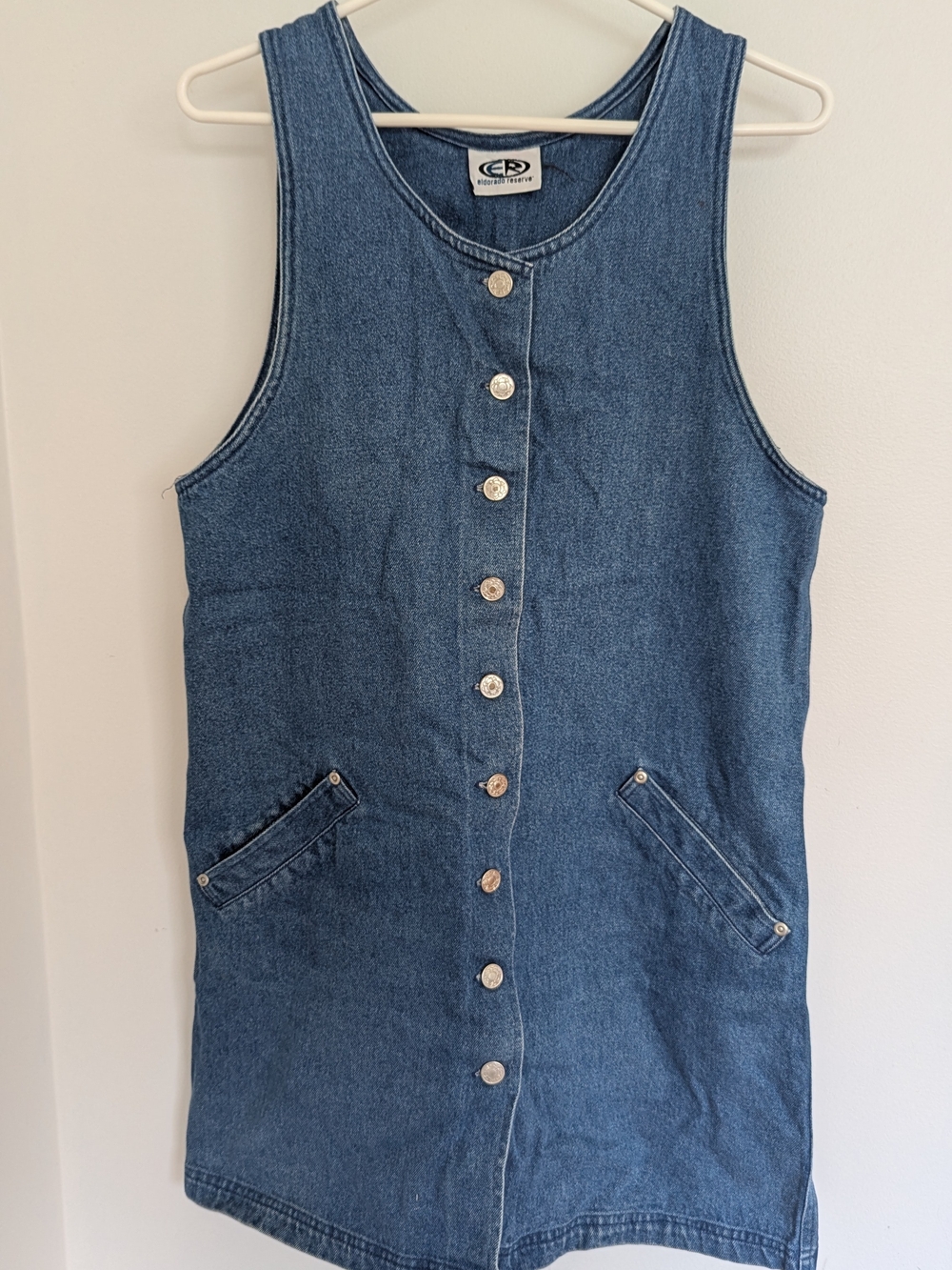 Denim Button-Front Dress in Medium Blue